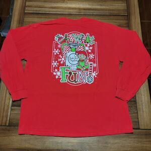 Girlie Girl Originals LS Red Christmas Tee (Gildan) "Oh What Fun" Elf - Size XL